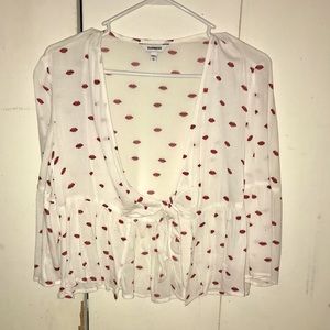 Express Valentine’s Wrap Tie Blouse Top XS  NWOT
